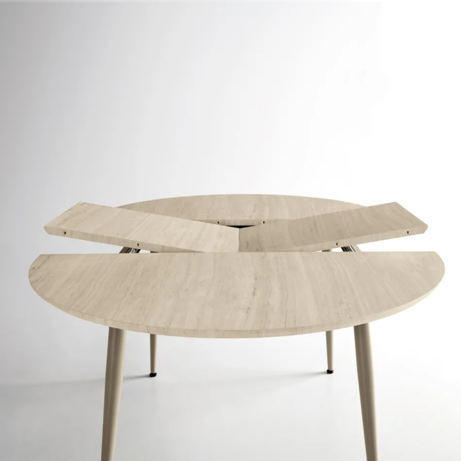 Mesa redonda de seis lugares com tampo em MDF e base de metal - Croma Viadurini