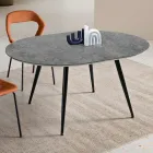 Mesa redonda de seis lugares com tampo em MDF e base de metal - Croma Viadurini