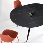 Mesa redonda de seis lugares com tampo em MDF e base de metal - Croma Viadurini