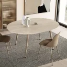 Mesa redonda de seis lugares com tampo em MDF e base de metal - Croma Viadurini