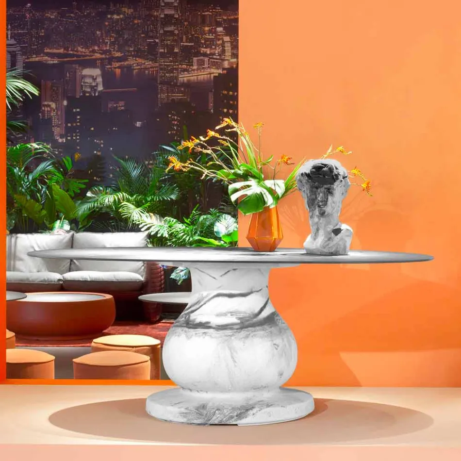 Mesa Redonda de Design Clássico, Ø140 e HPL top - Século XIX por Slide Viadurini