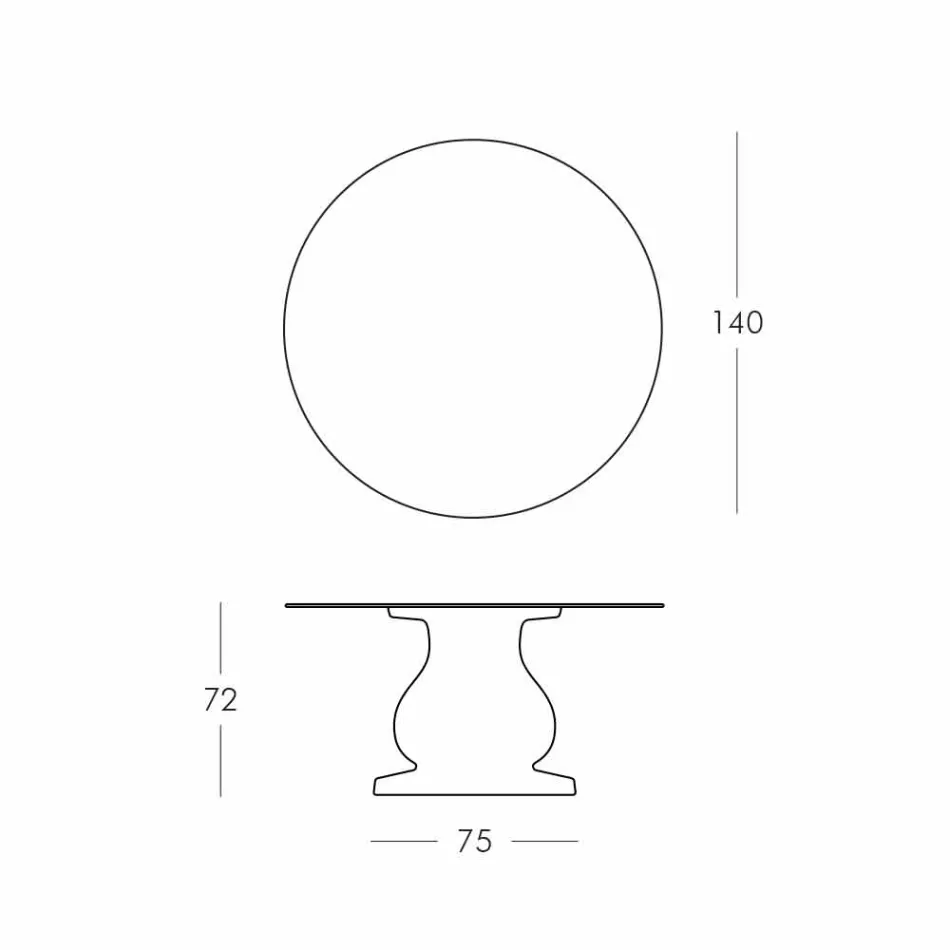 Mesa Redonda de Design Clássico, Ø140 e HPL top - Século XIX por Slide Viadurini