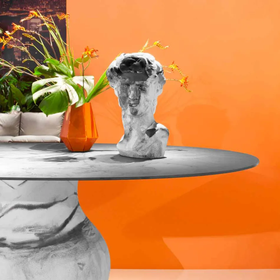 Mesa Redonda de Design Clássico, Ø140 e HPL top - Século XIX por Slide Viadurini