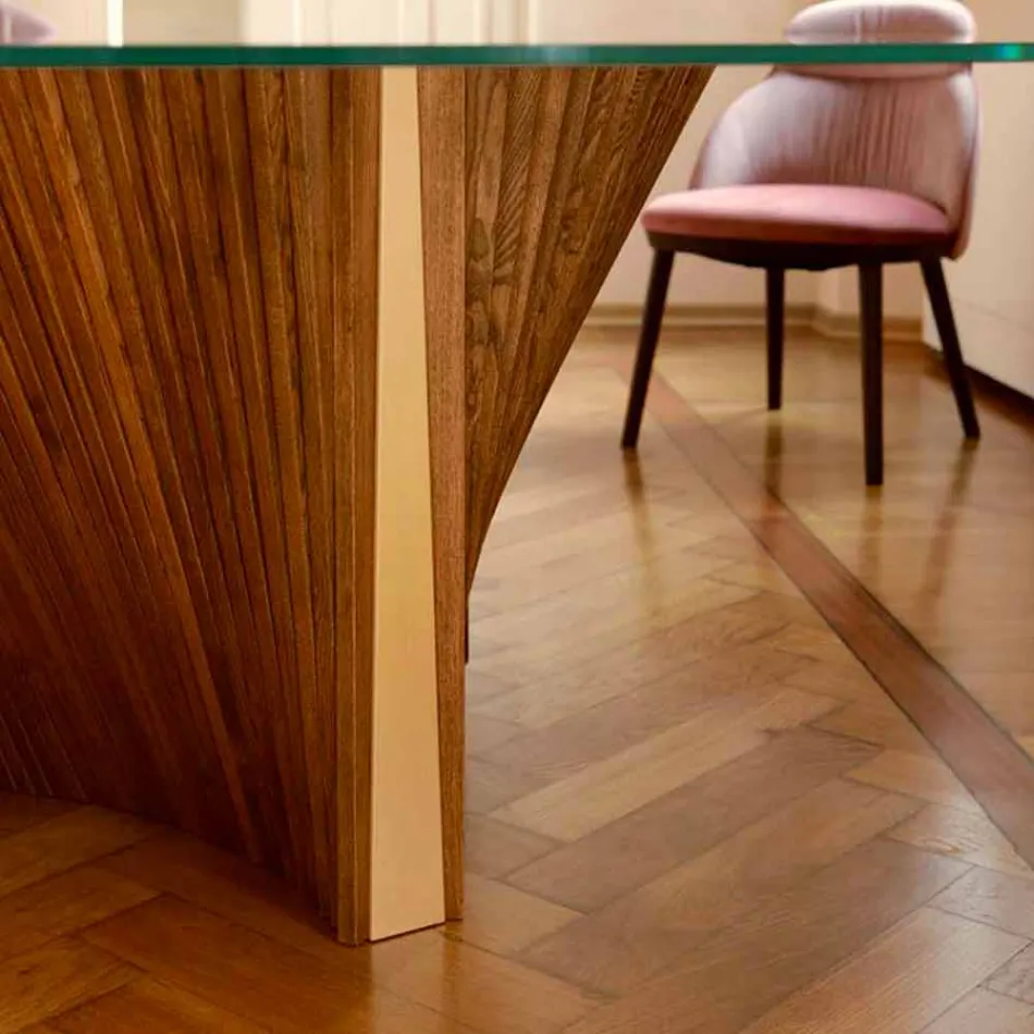 Mesa Redonda Design em Vidro e Cinza Oleada Made in Italy - Madame Viadurini