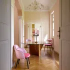 Mesa Redonda Design em Vidro e Cinza Oleada Made in Italy - Madame Viadurini