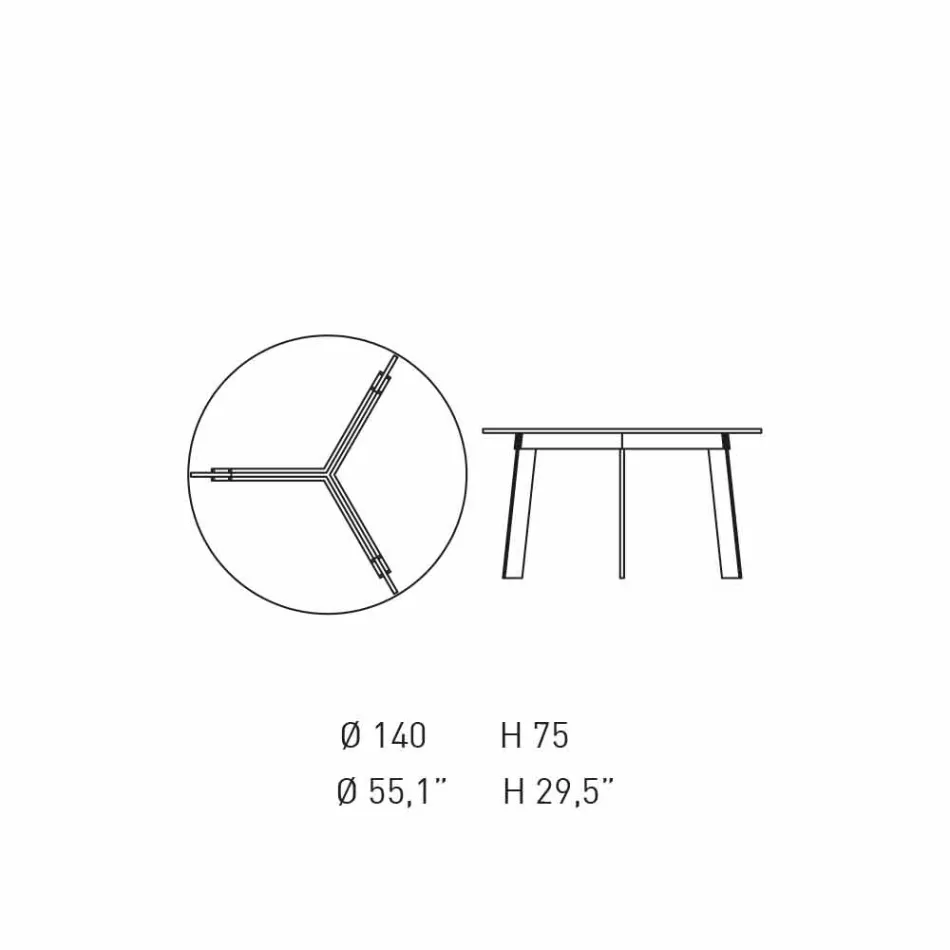 Mesa Redonda de Design Moderno em Aço e MDF Lacado Colorido - Aronte Viadurini