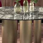 Mesa Redonda Fixa com Tampo Cerâmico Fabricado na Itália - Tesoura Viadurini