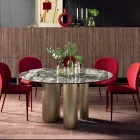 Mesa Redonda Fixa com Tampo Cerâmico Fabricado na Itália - Tesoura Viadurini