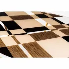 Mesa redonda Modeno com tampo de vidro e incrustações de madeira Ozzy Viadurini