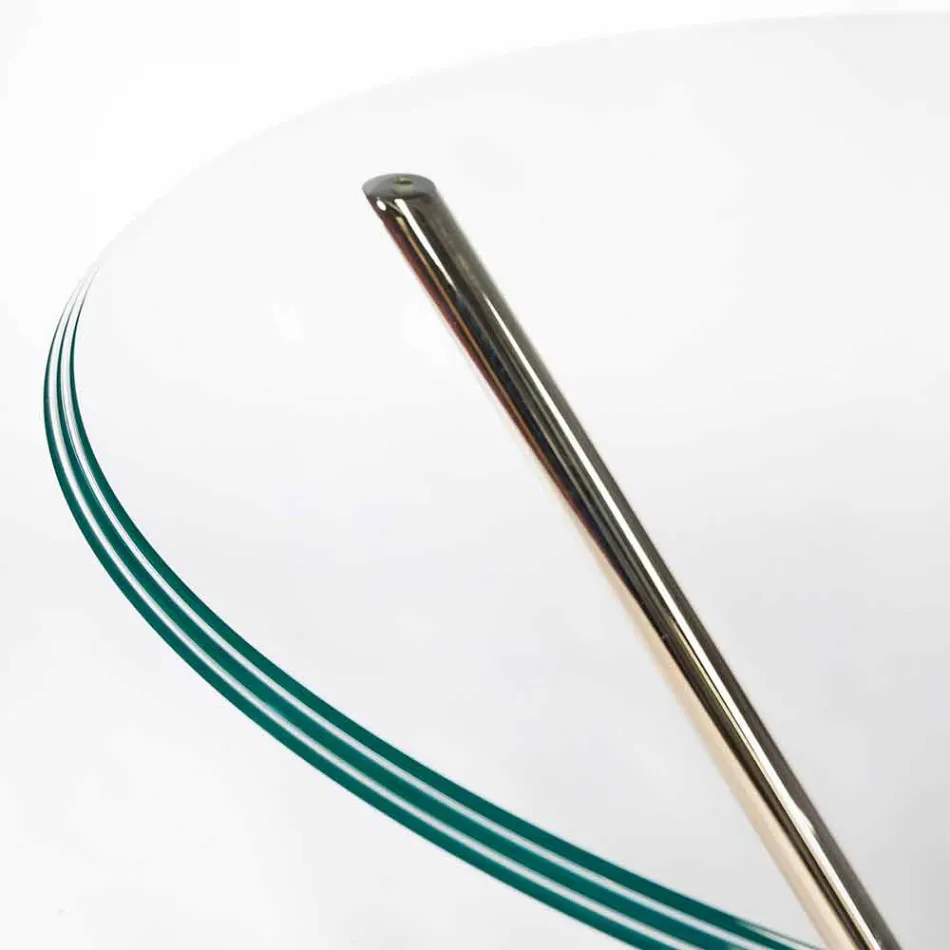 Moderna mesa redonda com tampo de vidro e base de mármore Adele Viadurini