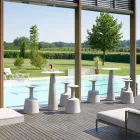 Mesa redonda de polietileno Slide Hoplà (H110) hpl top fabricada na Itália Viadurini