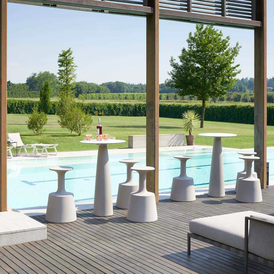 Mesa redonda de polietileno Slide Hoplà (H110) hpl top fabricada na Itália Viadurini