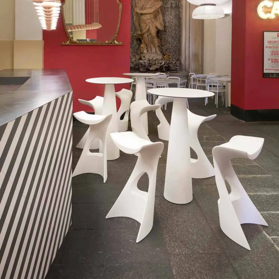 Mesa redonda de polietileno Slide Hoplà (H110) hpl top fabricada na Itália Viadurini