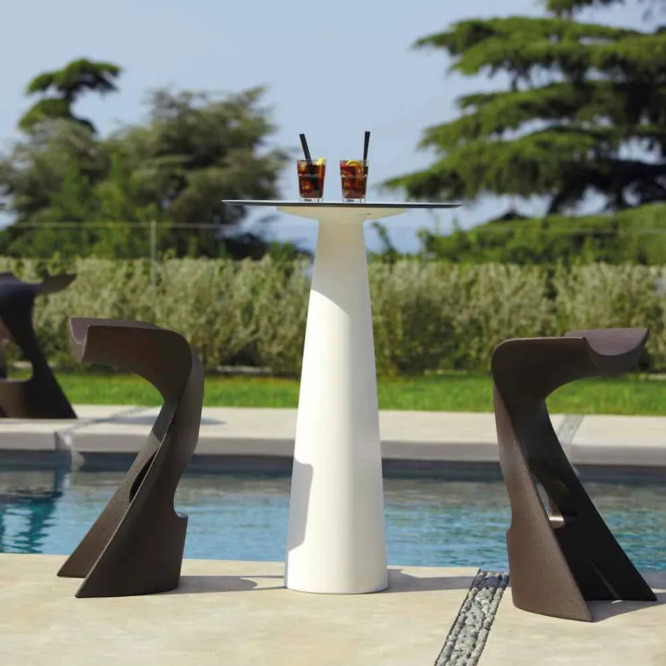 Mesa redonda de polietileno Slide Hoplà (H110) hpl top fabricada na Itália Viadurini