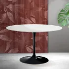 Mesa redonda Saarinen Tulip, 74 cm de altura, em cerâmica Florim branca fosca - Scarlet Viadurini