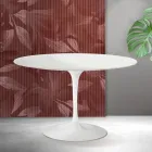 Mesa redonda Saarinen Tulip, 74 cm de altura, em cerâmica Florim branca fosca - Scarlet Viadurini
