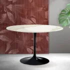 Mesa redonda Saarinen Tulip, 74 cm de altura, em cerâmica Florim Calacatta Gold Matt - Scarlet Viadurini