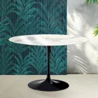 Mesa redonda Tulipa Saarinen, 74 cm de altura, em cerâmica Statuario Florim brilhante - Scarlet Viadurini