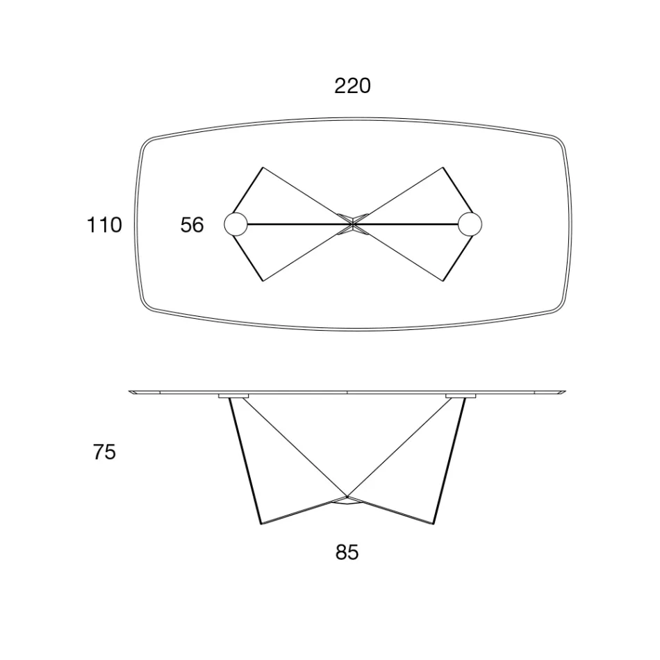 Tampo da mesa da sala de jantar em cerâmica mate e pernas de metal - Monacco Viadurini