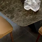 Tampo da mesa da sala de jantar em cerâmica mate e pernas de metal - Monacco Viadurini
