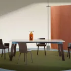 Mesa da Sala de Estar Moderna em Aço com Tampo em Mármore Design - Aronte Viadurini