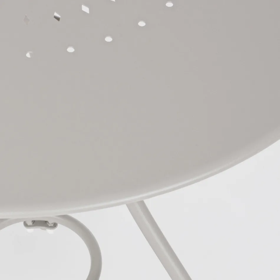 Mesa redonda de jardim estilo Shabby Chich em aço pintado - Encantamento Viadurini