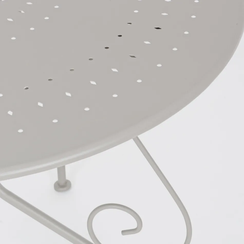 Mesa redonda de jardim estilo Shabby Chich em aço pintado - Encantamento Viadurini