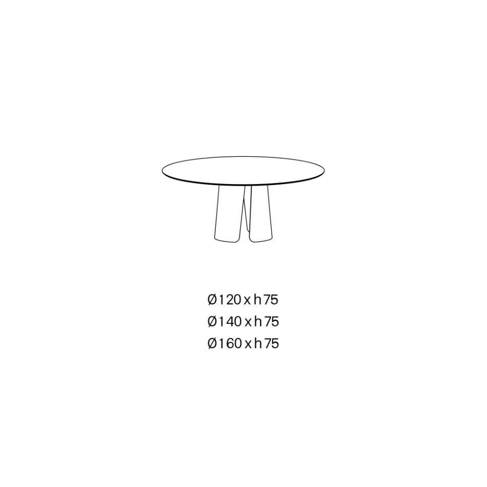 Mesa de jantar redonda com tampo de cerâmica, fabricada na Itália - Caleido Viadurini