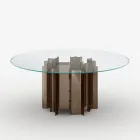 Mesa de jantar redonda em vidro extra-transparente, fabricada na Itália - Duna Viadurini