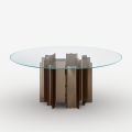 Mesa de jantar redonda em vidro extra-transparente, fabricada na Itália - Duna