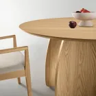 Mesa redonda de seis lugares em MDF com pés curvos, disponível em três cores - Argo Viadurini