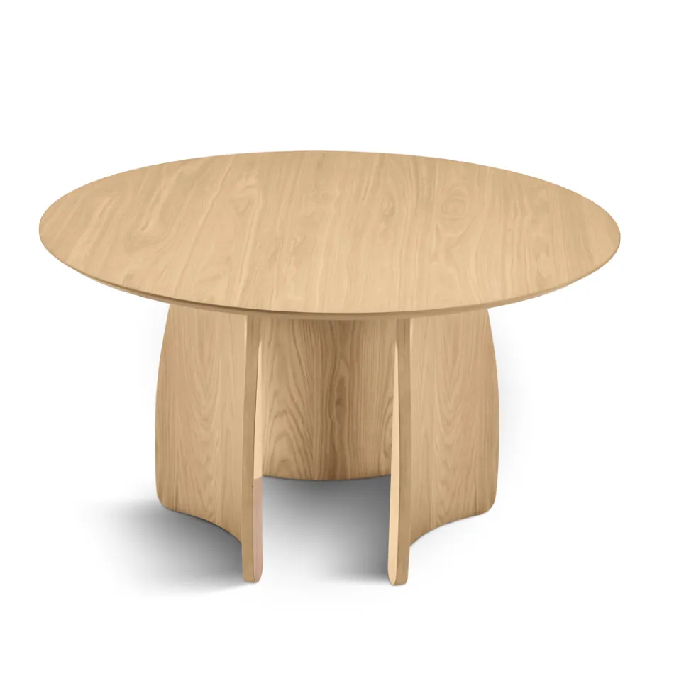 Mesa redonda de seis lugares em MDF com pés curvos, disponível em três cores - Argo Viadurini