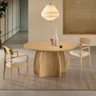 Mesa redonda de seis lugares em MDF com pés curvos, disponível em três cores - Argo Viadurini