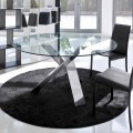 Mesa redonda de design D 120 com tampo de cristal made in Italy Cristal