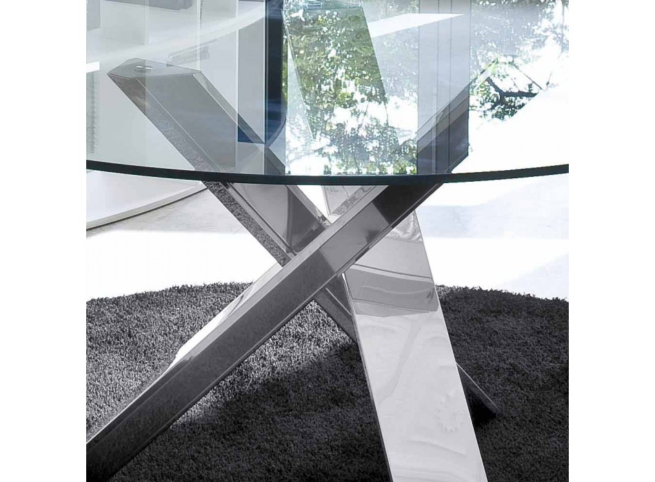 Mesa de design redonda d.130 top de cristal feito na Itália Cristal Viadurini