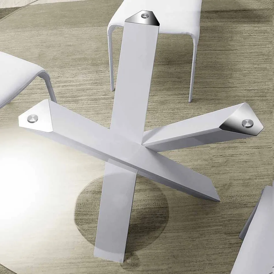 Mesa de design redondo d.150 cristal top made in Italy Cristal Viadurini