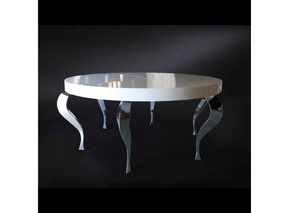 Mesa redonda em MDF de estilo contemporâneo e aço Luigi Viadurini