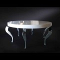 Mesa redonda design clássico Luigi, MDF e aço
