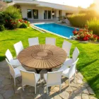 Mesa de jantar redonda de teca para interior / exterior Mesa Real, design moderno Viadurini