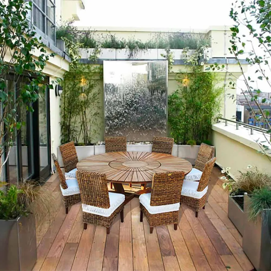 Mesa de jantar redonda de teca para interior / exterior Mesa Real, design moderno Viadurini