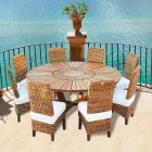 Mesa de jantar redonda de teca para interior / exterior Mesa Real, design moderno Viadurini