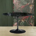 Mesa Eero Saarine Tulip H 73 com tampo redondo em mármore Verde Alpi Viadurini