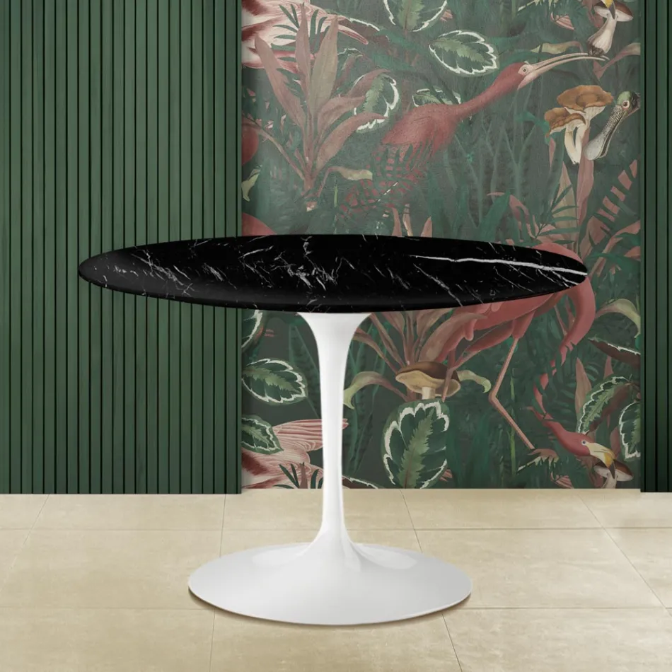 Mesa Tulipa Eero Saarinen H 73 com tampo em mármore preto Marquinia Made in Italy - Escarlate Viadurini