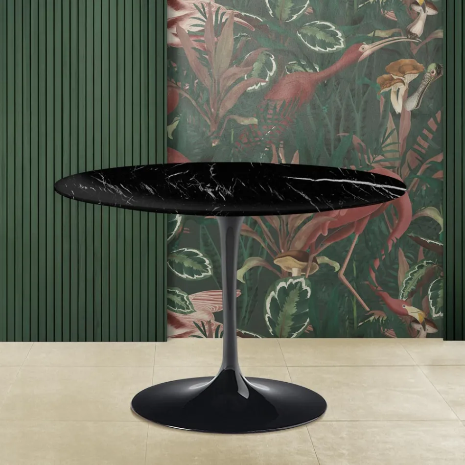 Mesa Tulipa Eero Saarinen H 73 com tampo em mármore preto Marquinia Made in Italy - Escarlate Viadurini