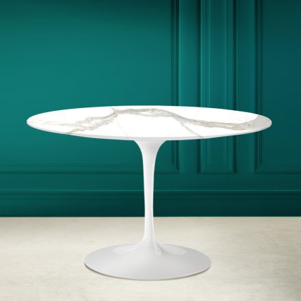 Mesa Tulipa Eero Saarinen H 73 em Calacatta Michelangelo Made in Italy - Escarlate Viadurini