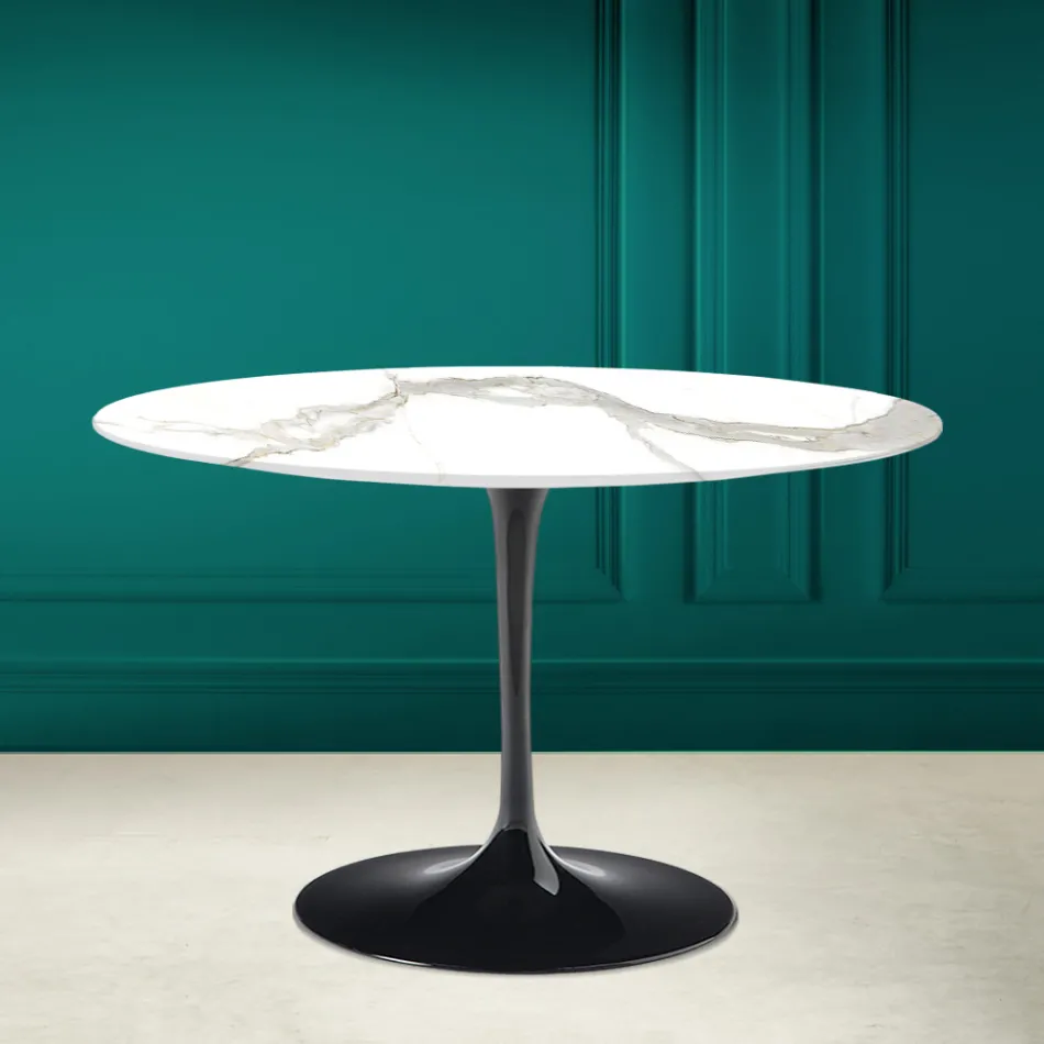Mesa Tulipa Eero Saarinen H 73 em Calacatta Michelangelo Made in Italy - Escarlate Viadurini