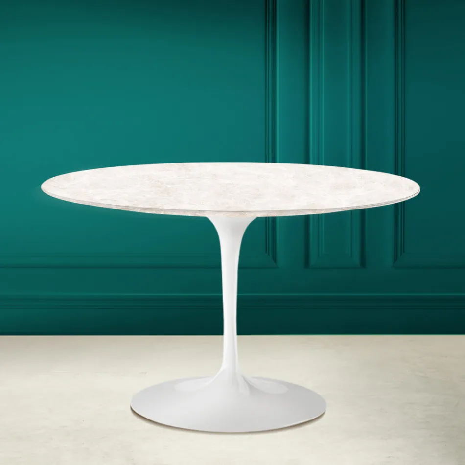 Mesa Tulipa Eero Saarinen H 73 em cerâmica creme diamante Made in Italy - Escarlate Viadurini