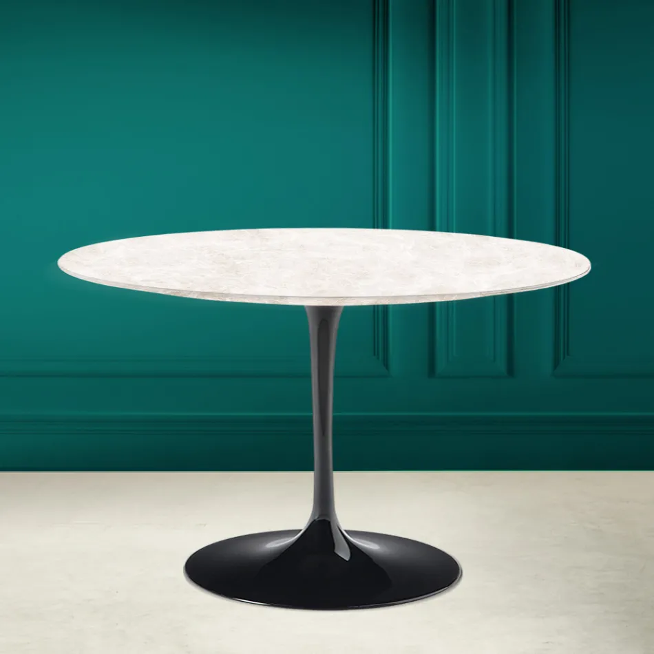 Mesa Tulipa Eero Saarinen H 73 em cerâmica creme diamante Made in Italy - Escarlate Viadurini