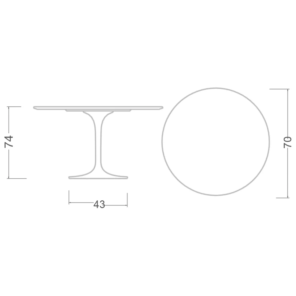 Mesa Tulipa Eero Saarinen H 73 em cerâmica Invisible Select Made in Italy - Escarlate Viadurini