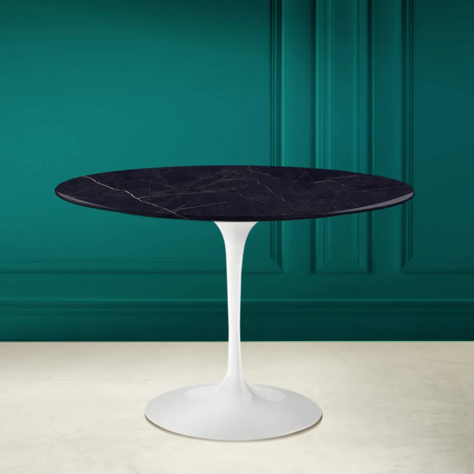 Mesa Tulipa Eero Saarinen H 73 em cerâmica Noir Laurent Made in Italy - Escarlate Viadurini